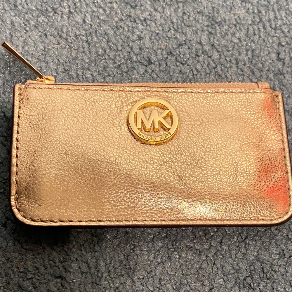 Michael Kors Metallic Gold Leather Key Pouch NWT